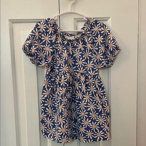 2T Hanna Andersson Blue and White Floral Dress